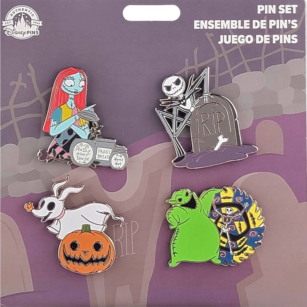 Disney Nightmare Before Christmas Halloween Pin Set | Jack, Sally, Zero & Oogie